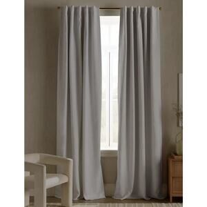 Quince Heavyweight European Linen True Blackout Curtain White 48 X 96 MSRP 102